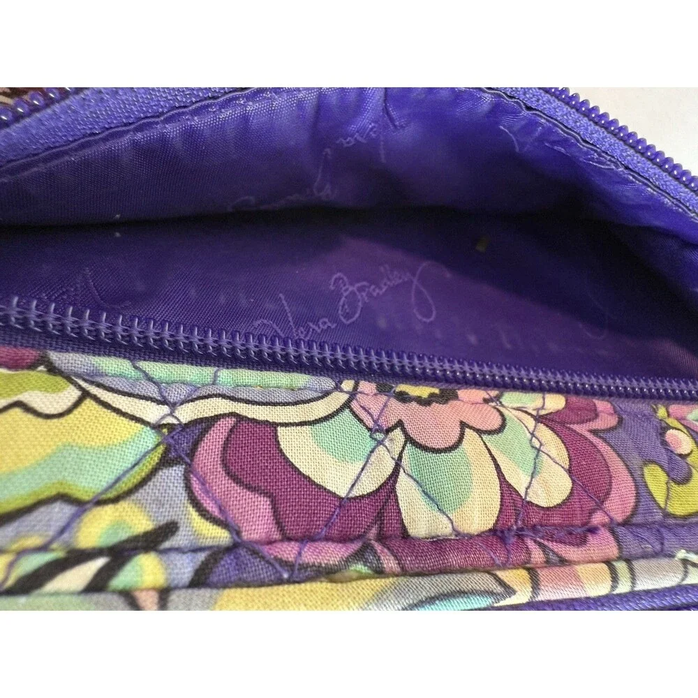 Vera Bradley HEATHER Quilted Wallet Wristlet Turn‎ Lock Purple Green Purse 8”x5”